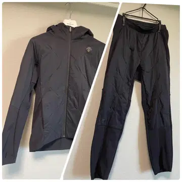 DESCENTE 데상트 블랙 후드 부착 다운 셋업