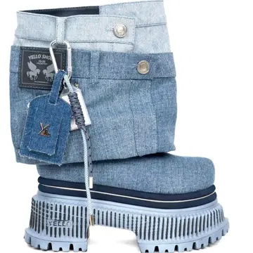 YELLO/BLUE JEAN BABY PLATFORM SHORTBOOTS