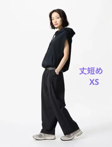 유니클로 울트라 스트레치 액티브 와이드 팬츠 (기장 짧은) XS 블랙