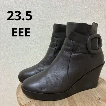 23.5cm EEE 숏부츠 웨지솔 부티 벨트 브라운