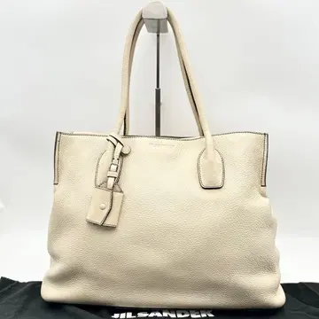 레어 질 샌더 토트백 주름 가죽 A4 수납 가능 화이트 계열 보관 봉투