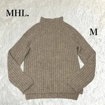 [ MHL ] 모크넥 리브 니트 M 울100% 베이지