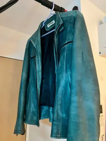송아지 가죽 청록색 자켓 이탈리아제 피렌체