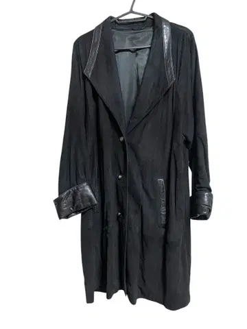 블랙 롱 코트 스웨이드