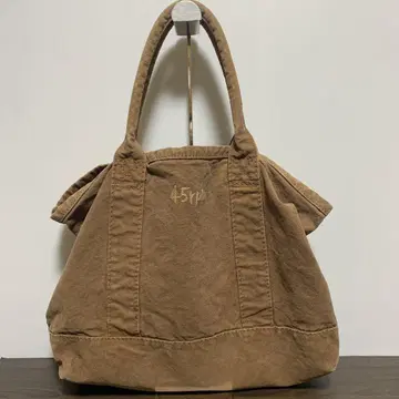 45rpm 로고 자수 캔버스 브라운 토트백 빈티지