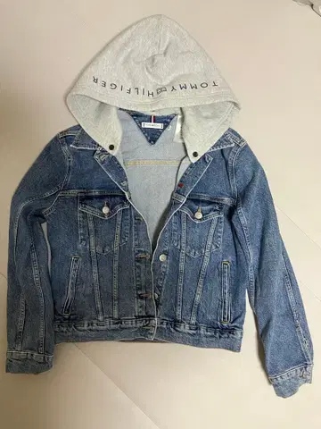 TOMMYHILFIGER 후드 부착 데님 자켓 여성용