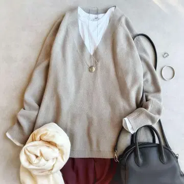 새상품급 Deuxieme Classe / 미들 게이지 V 풀오버 그레이지