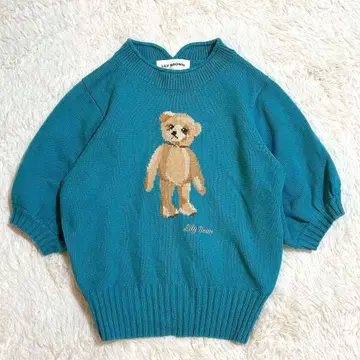 릴리 브라운 반팔 니트 곰 프리 사이즈 그린