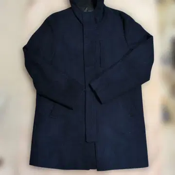 네이비 울 코트 스탠드 카라
