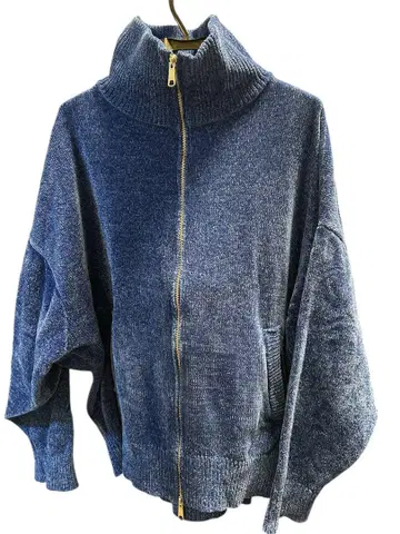 HARE 오버 사이즈 파랑 니트 스웨터 집업