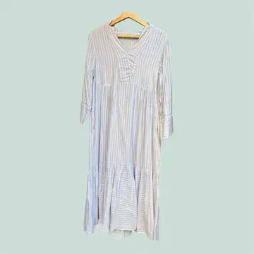 [누키테파] Lurex Stripe Tiered 원피스