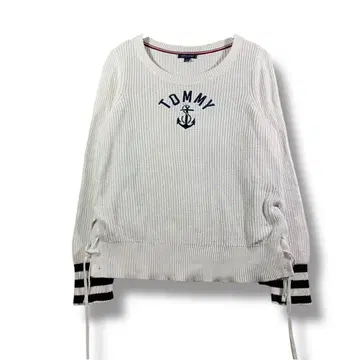 [ 895 ] TOMMY HILFIGER 마린 자수 코튼 니트 사이즈 M