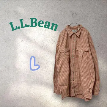 90s L.L.Bean 엘엘빈 오렌지 계열 체크 셔츠 플란넬 셔츠 L
