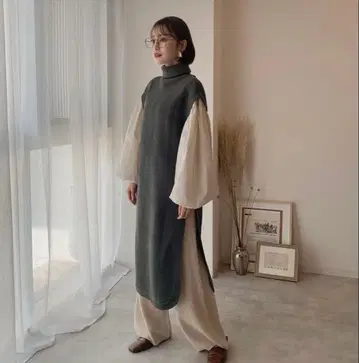 neam 오버 슬릿 터틀 원피스
