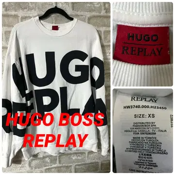 HUGO REPLAY 남성용 XS 맨투맨 빅 로고 휴고보스