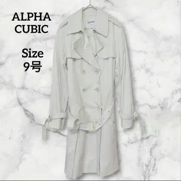 알파 큐빅 트렌치코트 화이트 더블 브레스트 벨트 포함 9호