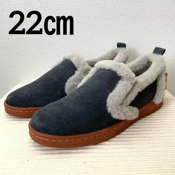 새상품급 MINNETONKA 다크 그레이 스웨이드 22cm 퍼 슬립온