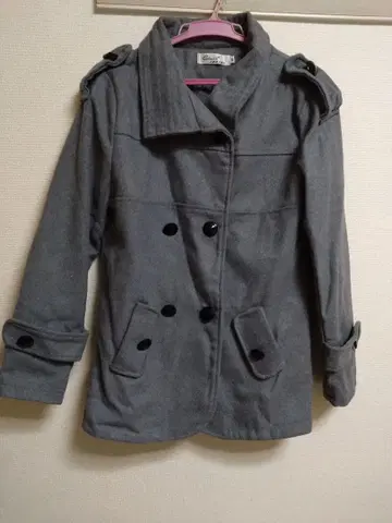 그레이 더블 브레스트 피 코트