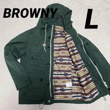 BROWNY 마운틴 후드티 안감 올 패턴 L 그린 새상품급
