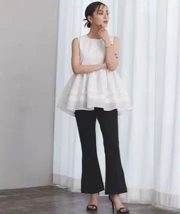 nuans 핀턱 스틱 팬츠 블랙 S 사이즈