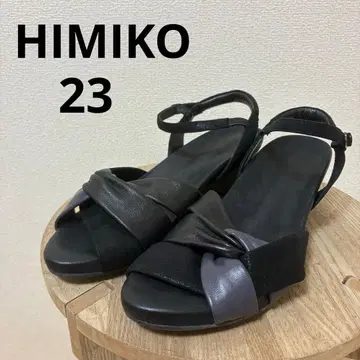 HIMIKO 23 트위스트 디자인 샌들 낮은 힐 블랙 히미코 블랙