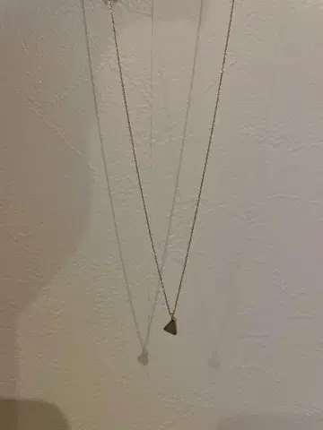 골드 삼각형 펜던트 롱 목걸이 10k