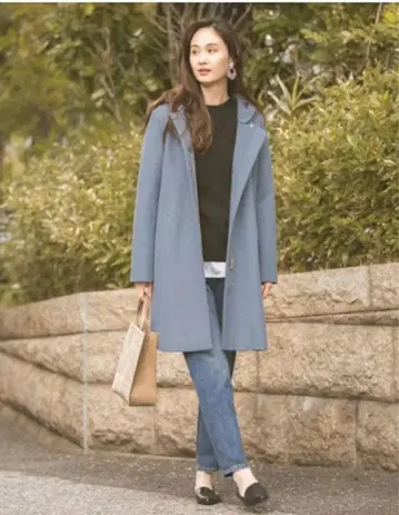카로야카 스트레치 2WAY 코트 GLOBAL WORK L 블루 새상품