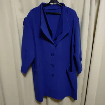 파랑 보라색 체스터 코트 버튼 포함 쇼와 레트로