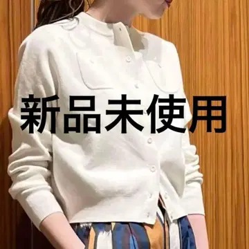 CABaN 캐 코튼 캐시미어 크루넥 가디건 화이트