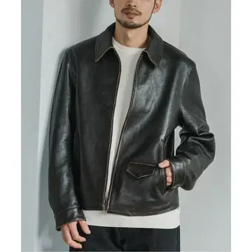 다크 브라운 가죽 라이더 자켓