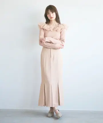 [ 새상품급 ] 하이웨스트 플리츠 디자인 머메이드 스커트 코코딜