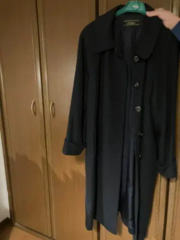 Leilian 네이비 롱 코트 모 100%