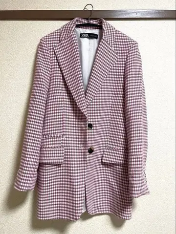 ZARA 핑크 계열 체크 테일러드 자켓 M 사이즈