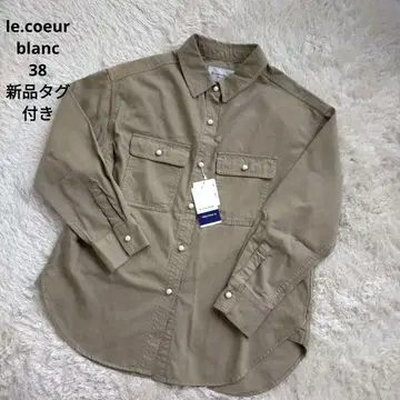 le.coeurblanc 새상품 펄 버튼 카키 밀리터리 셔츠