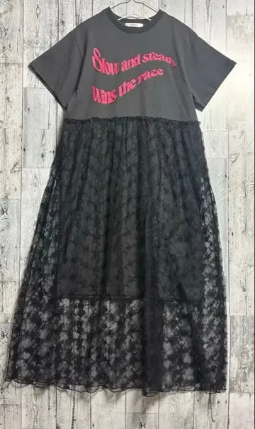 새상품급 RAGEBLUE 레이스 도킹 반팔 원피스 시어 도트