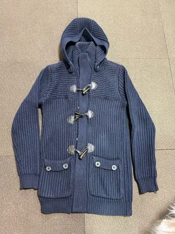 ZARA 자라 네이비 후드 부착 니트 더플 코트