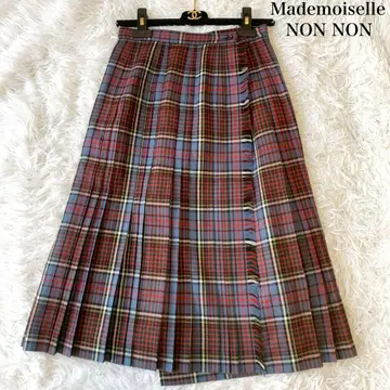 Mademoiselle NON NON 체크 무늬 울 롱 스커트