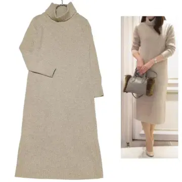 [새상품급] 에무즈셀렉트 울 100 니트 원피스 터틀넥