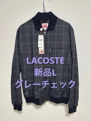 LACOSTE 새상품 블루종 그레이 계열 체크 무늬 L 라코스테 자켓