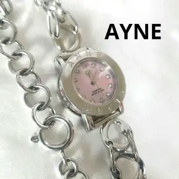 AYNE 핑크 다이얼 쿼츠 손목시계 체인 타입 새상품 배터리