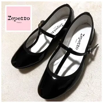 레페토 T 스트랩 에나멜 발레 슈즈 플랫 펌프스 블랙