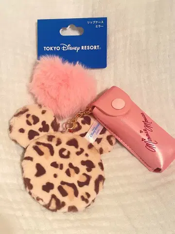 디즈니 미니 레오파드 립 케이스 거울 하트 참