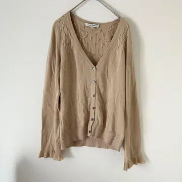 고품질 LAURA ASHLEY 가디건 소매 프릴 베이지 S 심플