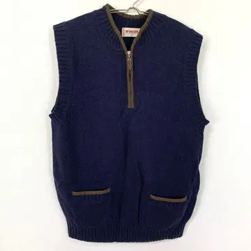 [ 맥레거 ] 니트 베스트 모 100% 하프 지퍼 포켓 있음 L