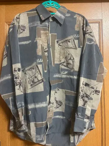 긴팔 셔츠 패턴 셔츠 구제 의류 더스티 컬러 [ 개성파 구제 의류 ]