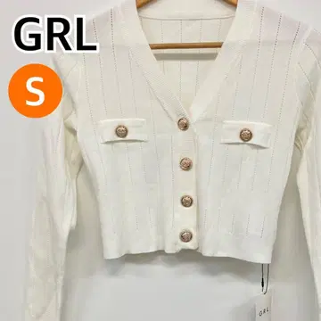 [ 새상품 ] GRL 상의 가디건 니트 화이트 S [ CT1676 ]