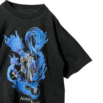 블리치 아이젠 T셔츠 애니메이션T셔츠 L 양면 프린트 블랙