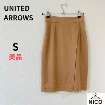 UNITED ARROWS 마 혼방 타이트 스커트 S 랩 스타일 카멜