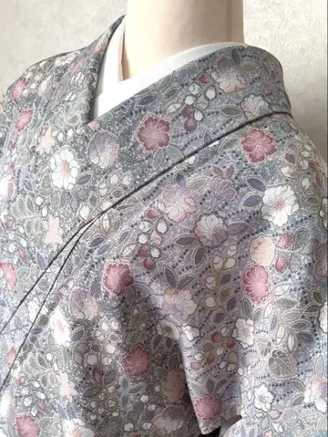 a12 새상품급 츠지 가 꽃 무늬 코몬 워셔블 기모노 화장 66.5