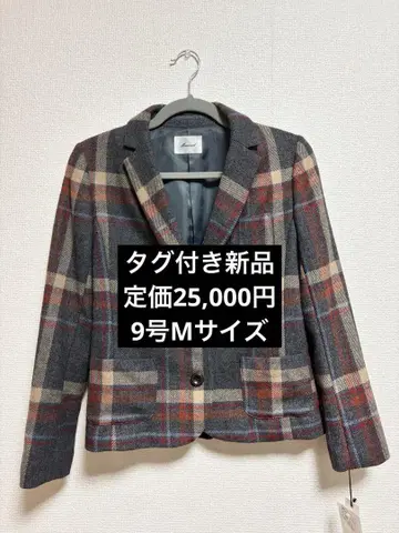 택 포함 체크 테일러드 자켓